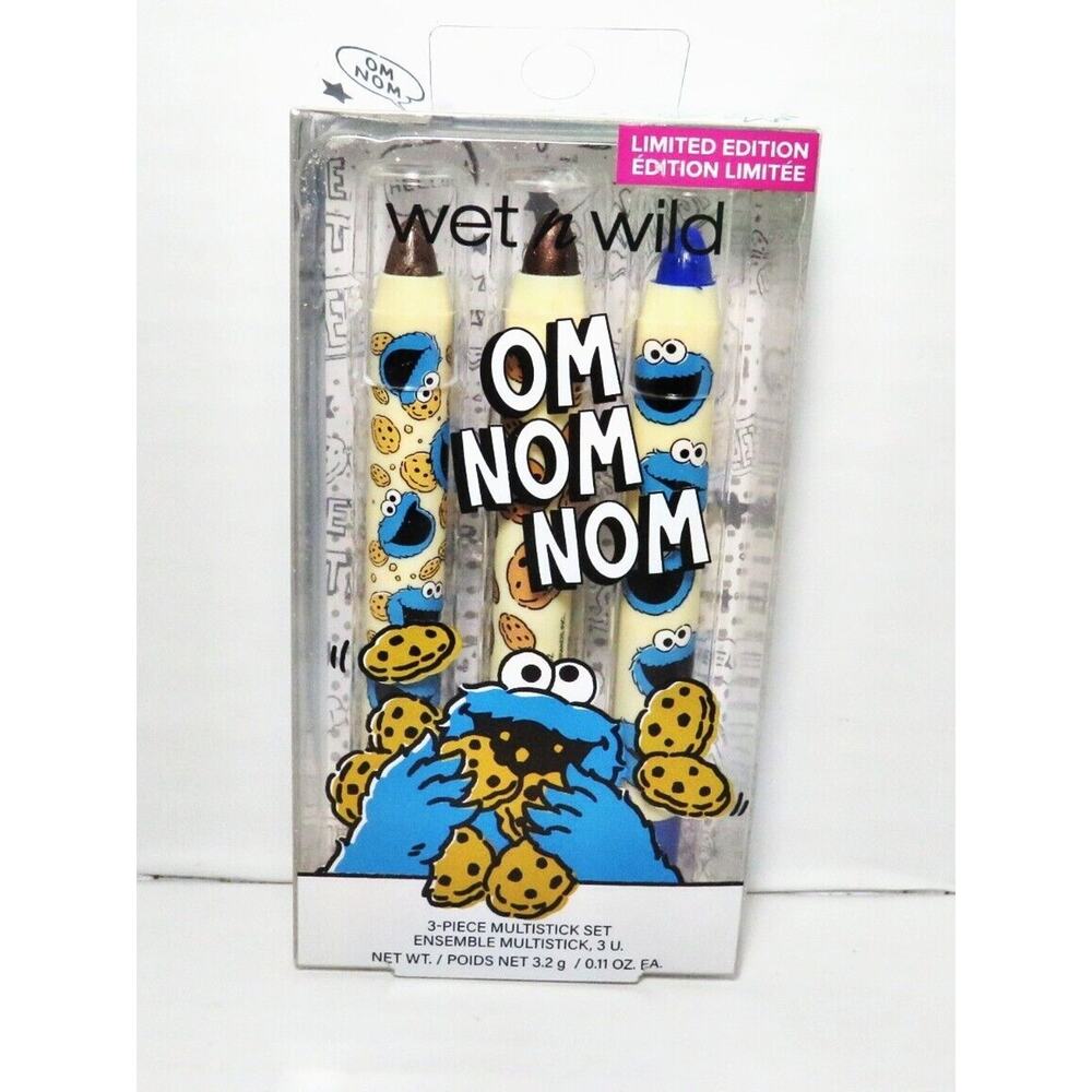 Wet n Wild SESAME STREET COOKIE MONSTER 3pc Multi Stick Eyeshadow/Liner Set New